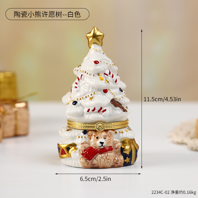 跨境新款陶瓷小熊圣诞树摆件节日装饰品圣诞节糖果巧克力创意包装|undefined