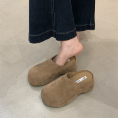 跟高6.5cm~复古厚底包头半拖鞋女外穿2025鞋一脚蹬穆勒鞋