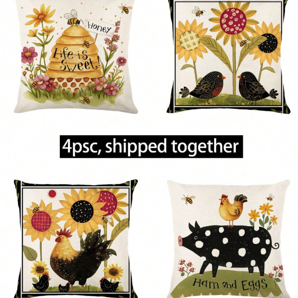 2024 explosión transfronteriza adorable patrón de animal pequeño abrazar almohada de impresión de lino Amazon mesa de sala de estar bandera dormitorio