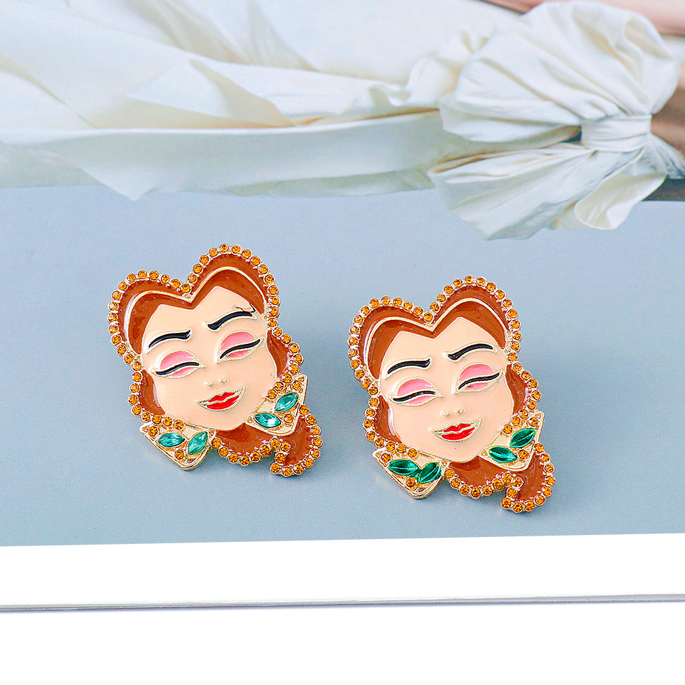 Personnalité Personnage De Dessin Animé Portrait Boucles D&#39;oreilles Mode Créative Boucles D&#39;oreilles À L&#39;huile Goutte En Gros display picture 2