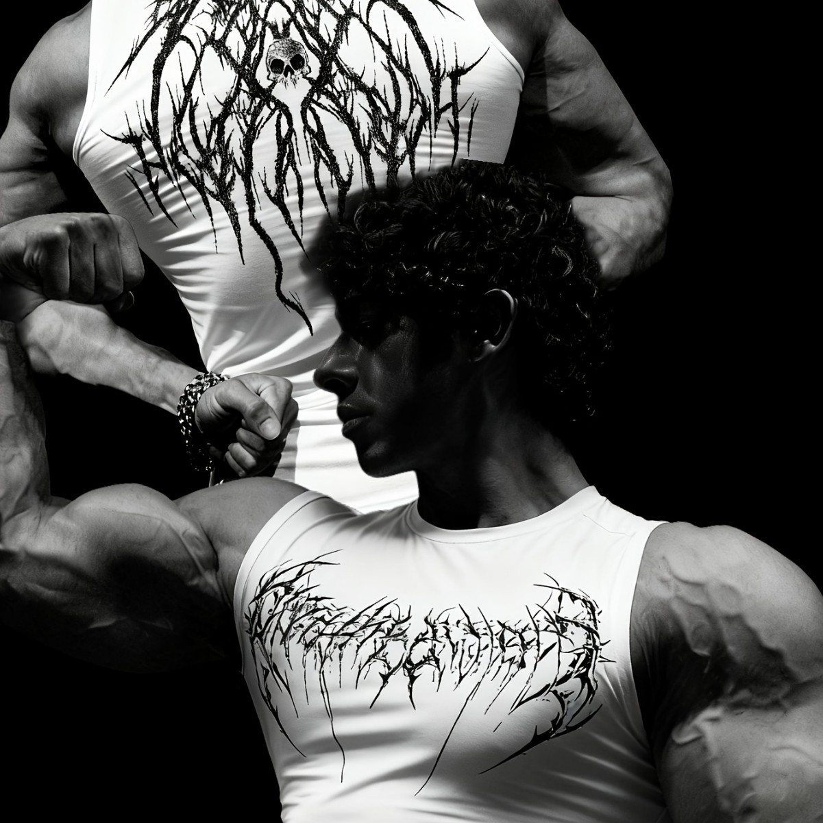 Men's Thorn Print Vest High Street Trendy Brand Sleeveless T-Shirt Quick Drying Fitness Tight Fitting Summer Top_viptrois.com
