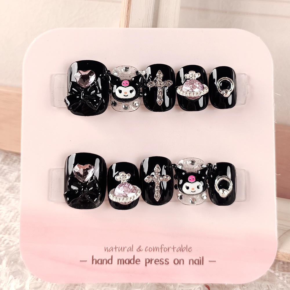 10 piezas de parche de uñas, parche de uñas de amor dulce Cool Kulomi, parche de uñas de uso manual