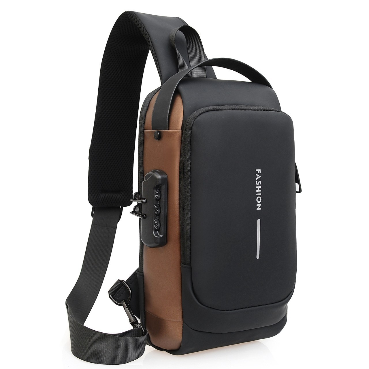 Password Lock Anti-Theft Men's Chest Bag Motorcycle Bag Crossbody Bag Outdoor Sports USB Interface Chest Bag Sports Backpack