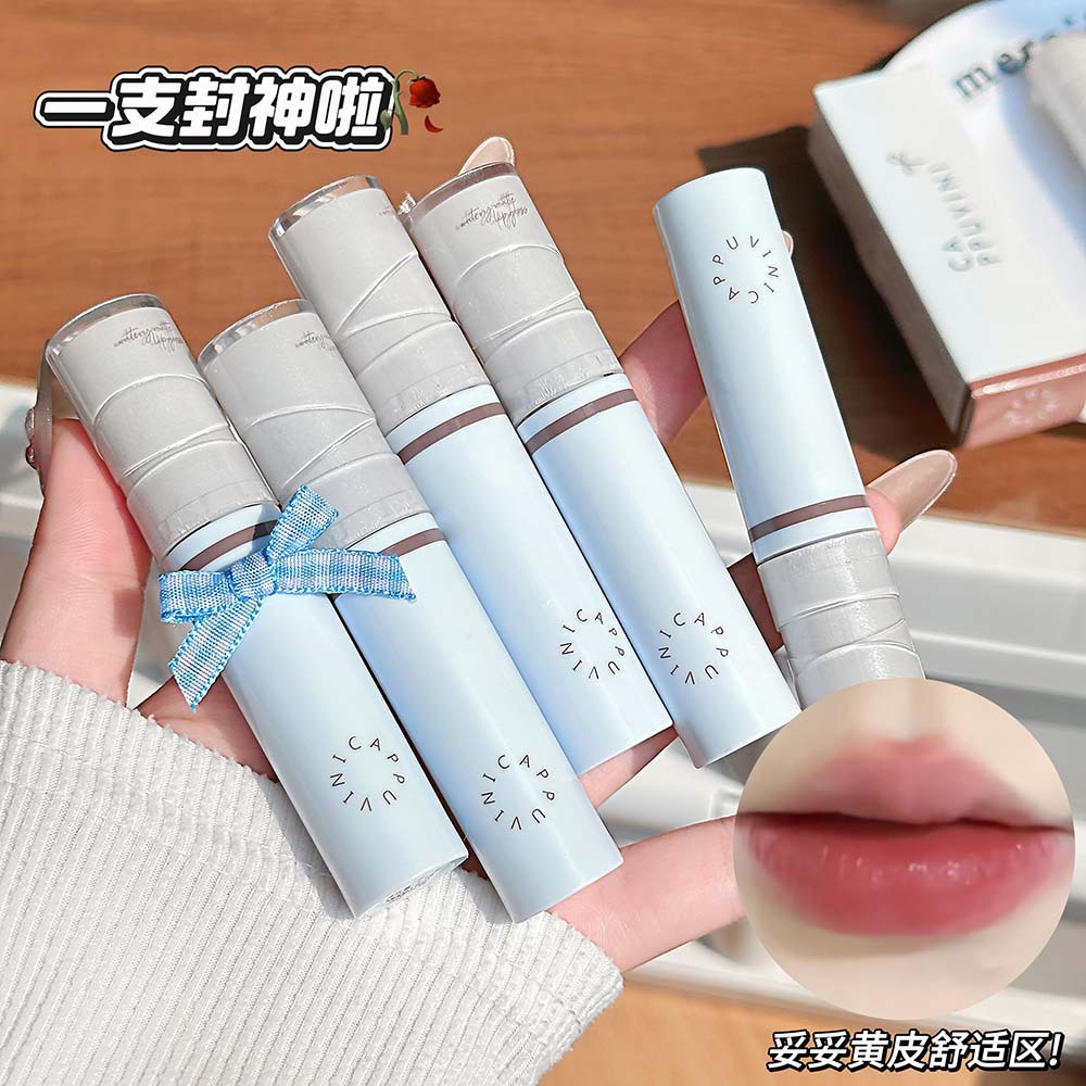 Cappuvini Hydrating Matte Lip Glaze Moisturizing Whitening Mirror Glass Lip Gloss Daily Makeup for Students