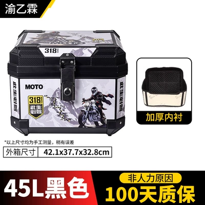 Large Electric Vehicle Trunk, Motorcycle trunk - special-stainless-steel-lock-45l-black-square-box-lining-318-must-drive-in-this-life