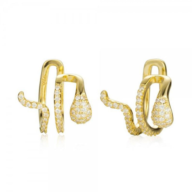Exaggerated Snake-shaped Ear Clip Diamonds Special-shaped Earring display picture 1