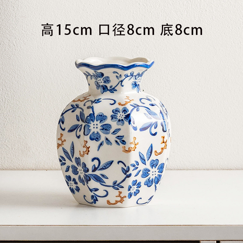中国のハイエンド青と白の磁器レトロな玄関セラミック花瓶ホームリビングルームフラワーアレンジメント装飾装飾品水耕花|undefined