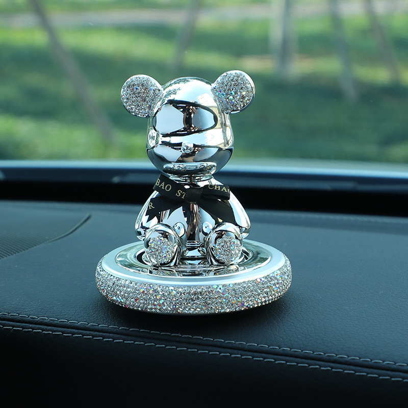 Creative diamond-encrusted shaking head violent bear ornaments car perfume aromatherapy cartoon bear car perfume decorations