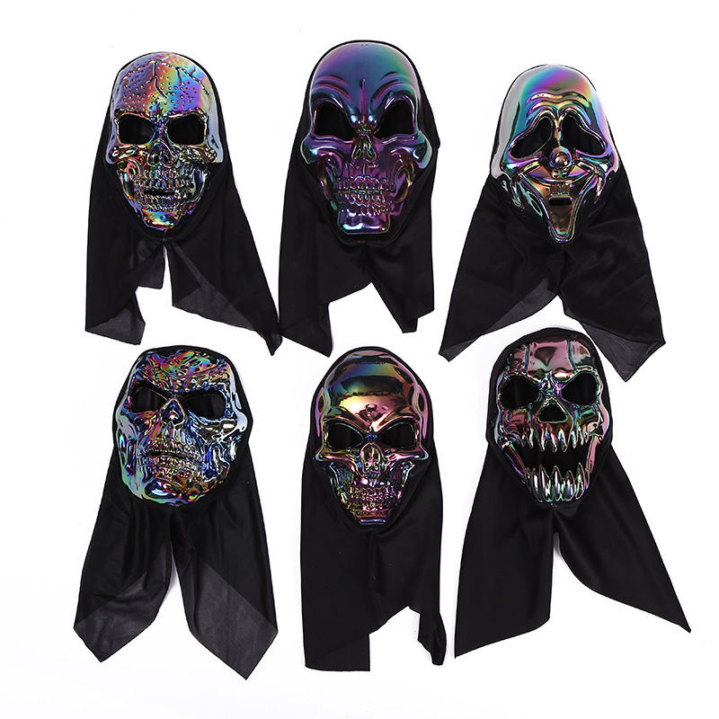 Colorful Electroplated Halloween Horror Pullover Mask Screaming Skull Funny Scary Manufacturer Supply Halloween Ghost Face