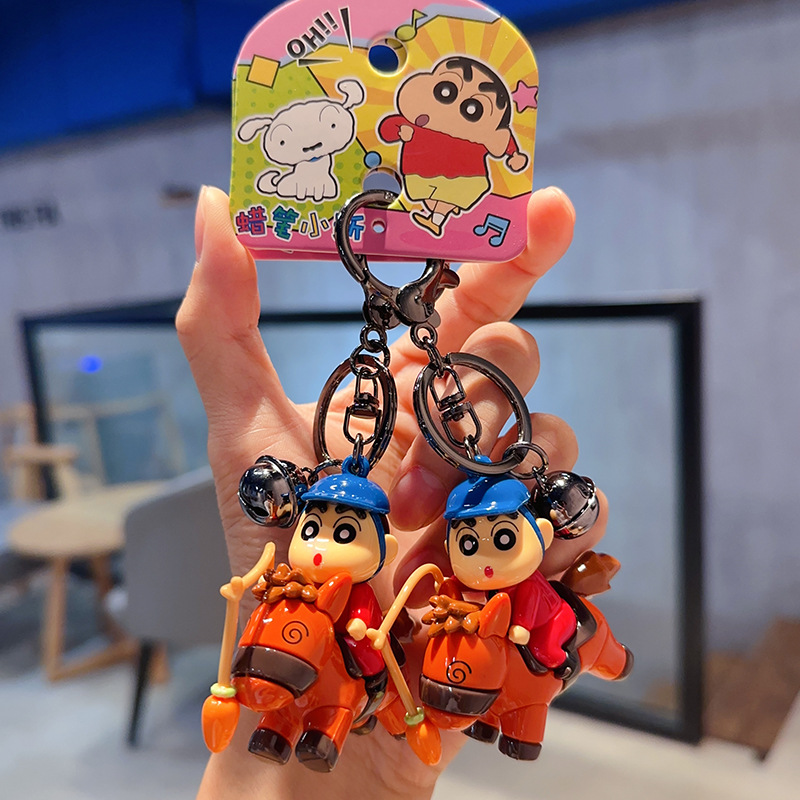 2025 New Product Cartoon Genuine Crayon Shin-Chan Horse Riding Doll Keychain Men's and Women's School Bag Small Pendant Small Pendant