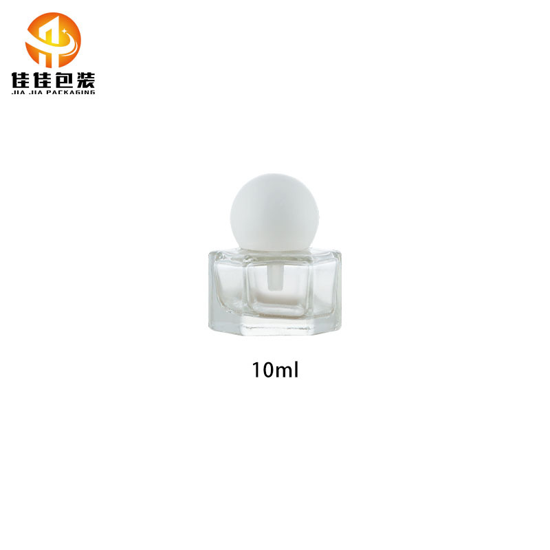 10ml 가벼운 병 + 흰색 볼 캡, 투명, 유리