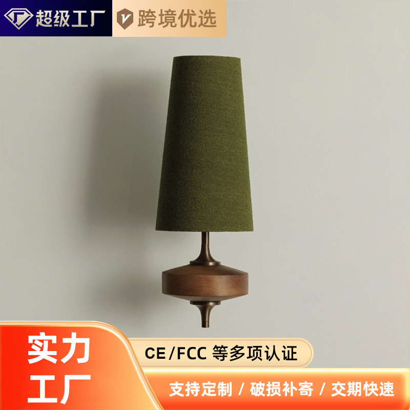 Snellingstudio Green Wall Lamp Entry Solid Wood Medieval Wall Lamp Bedroom Bedside Lamp Living Room Wall Lamp