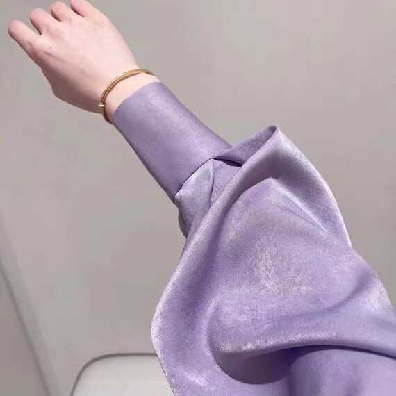 Shanli Dadi French High-End Purple Satin Shirt Women's Spring New Korean Style Elegant Belly-Covering Lining