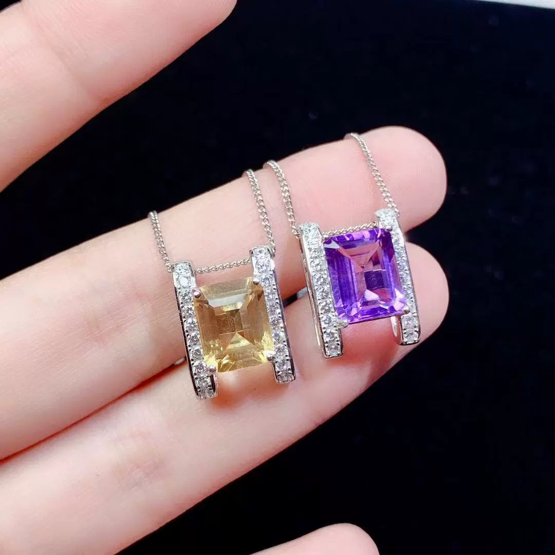 Подвеска из натурального цитрина и аметиста, серебро 925 пробы с буквами, простой нишевый дизайн, высококачественные ювелирные изделия для женщин