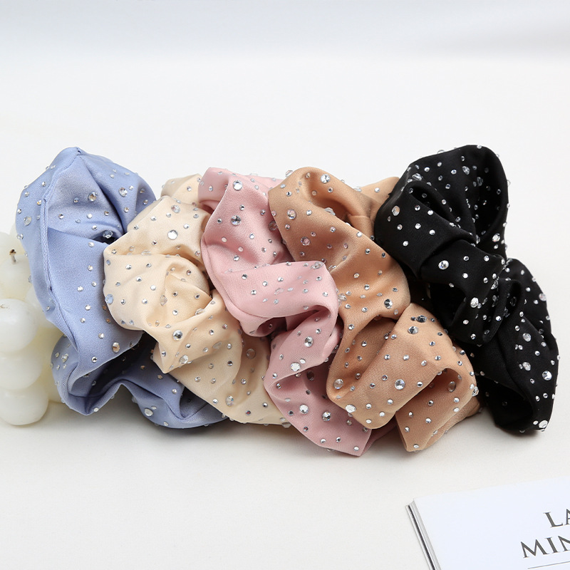 Vintage Style Solid Color Cloth Rhinestone Handmade Hair Tie display picture 3