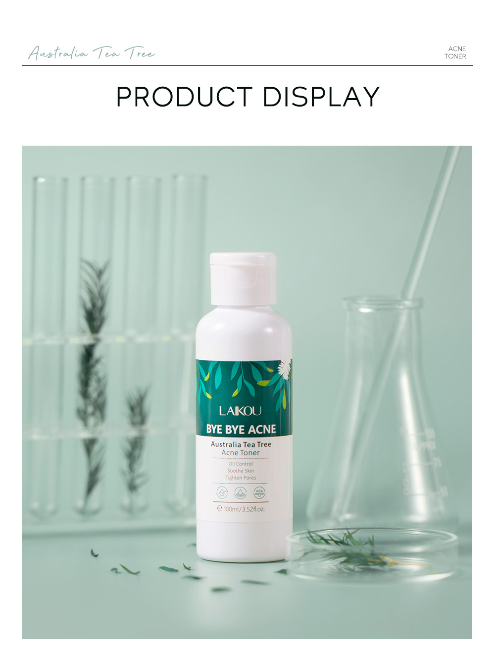 Manufacturer's in-stock cross-border LAIKOU Australian Tea Tree anti-acne Toner 100ml for hydrating and moisturizing undefined