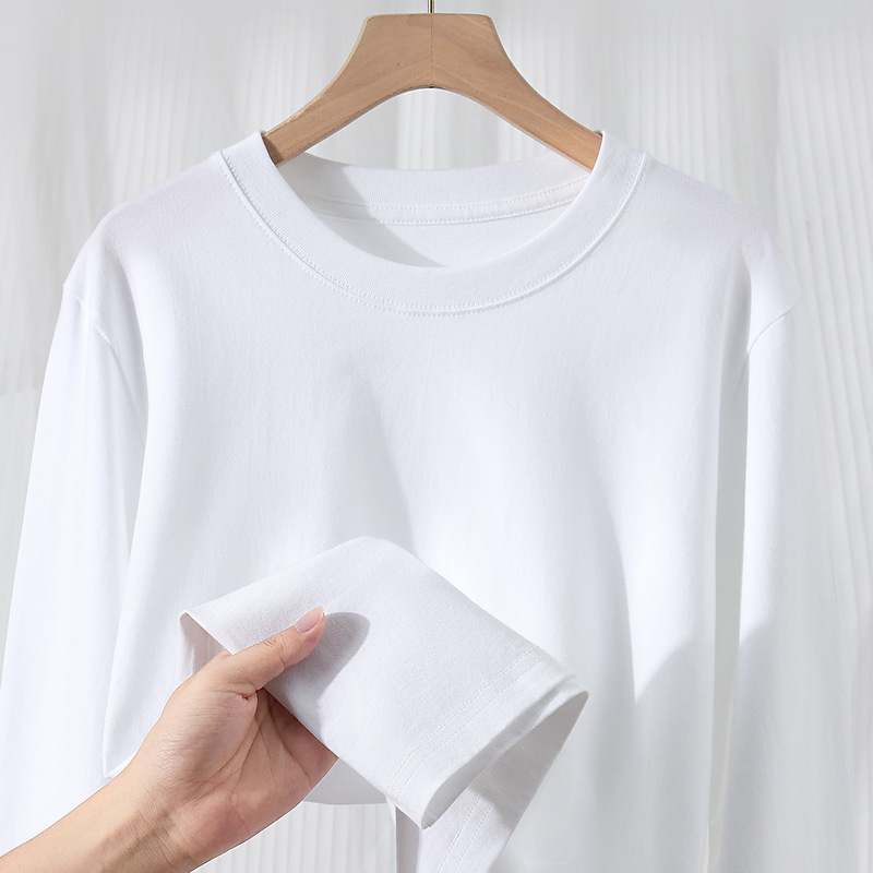 Only using Xinjiang cotton! 200g heavyweight cotton long-sleeve t-shirt for men, autumn base shirt, cotton top for women