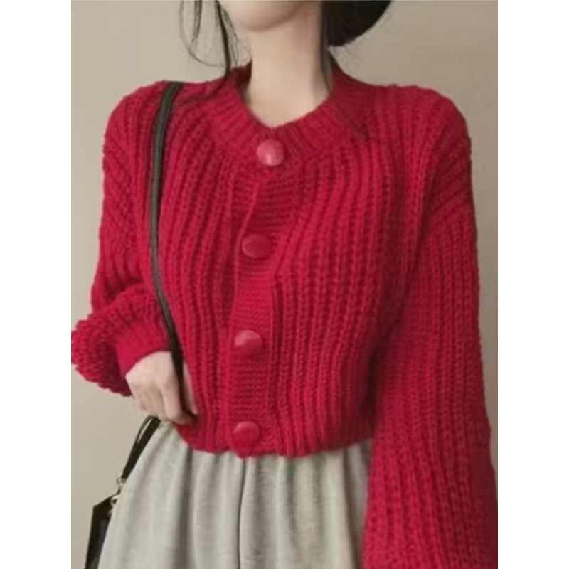 Color sólido simple abrigo de punto de viento abrigo suéter cardigan comercio exterior transfronterizo botón suelto camisa de punto de mujer