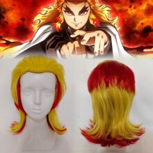鬼灭之刃炎柱cos假发炼狱杏寿郎金色挑染渐变假毛cosplay日系假发