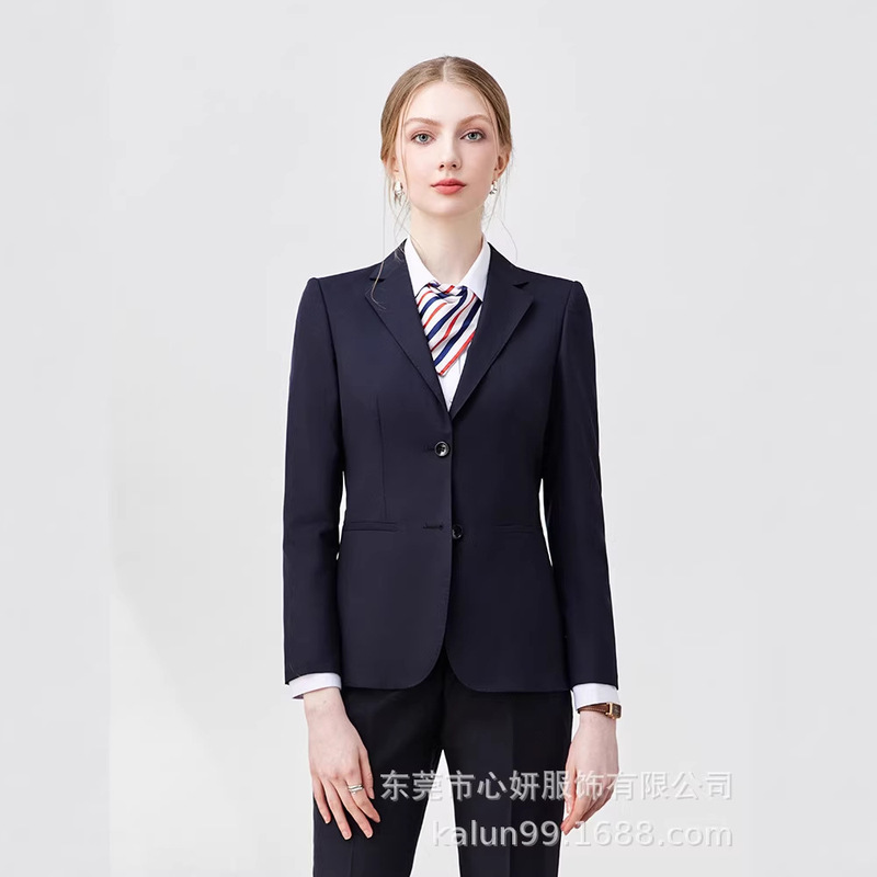 Korean-Style Two-Button Professional Suit Set, Autumn and Winter 70% Wool Jacket, Business Commuting Workwear, Property Management Uniform