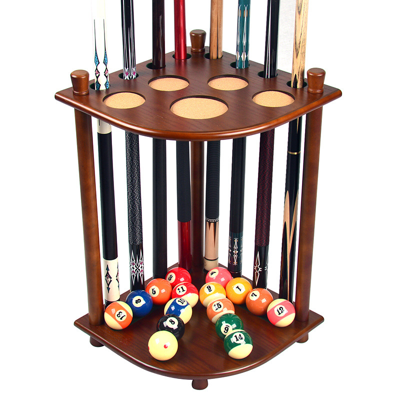High -end club frame floor -to -ceiling solid wood table ball shelf shelf 8 -hole fan -shaped club rack multi -color