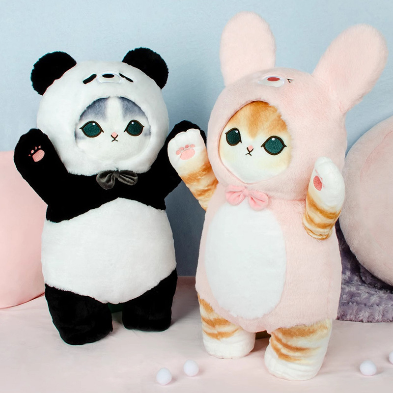 New Trendy Viral Shark Cat Transforming into Panda Rabbit Plush Toy for Children, Soothing Sleep Cartoon Pillow Doll