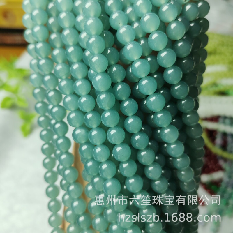 高仿晴水和田玉玉髓散珠批发 手工diy饰品配件青海玉危料蓝水串珠|undefined