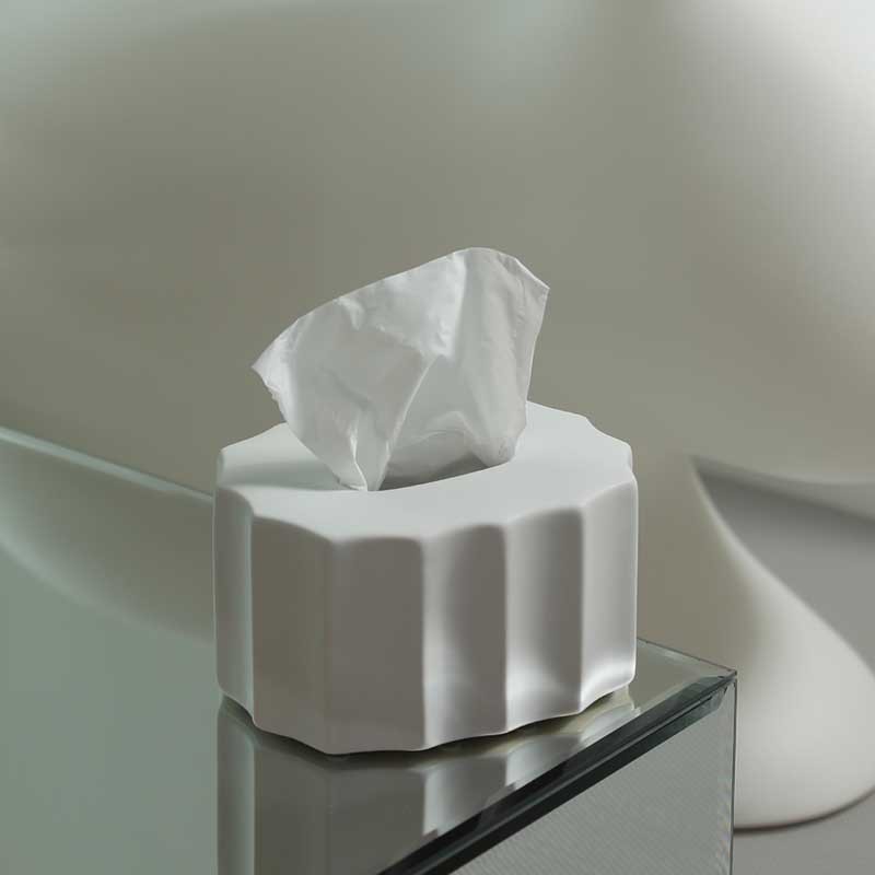 Caja de pañuelos de cerámica minimalista moderna de estilo crema, decoración, sala de estar, mesa de centro, caja de dibujo, servilleta creativa, joyería en caja