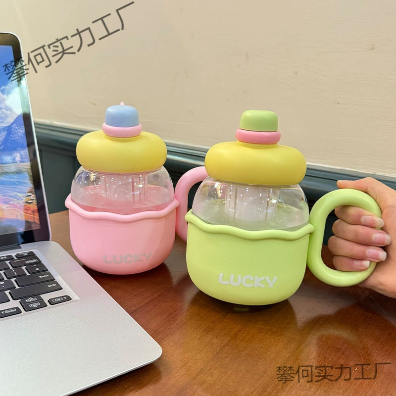 Чайник-термос для женщин, эстетичный дизайн, большой объем, с трубочкой, с разделением для чая и воды, для заваривания чая, для спорта.