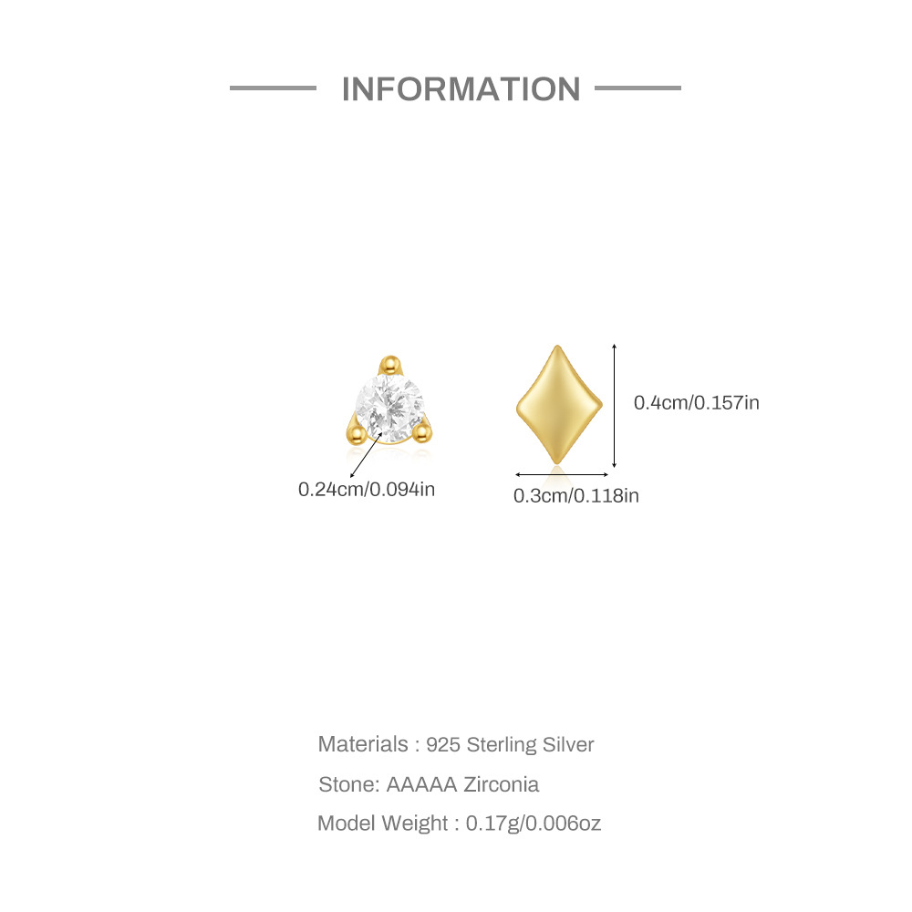 2g Weight Ear Studs Classification Ear Cartilage Rings & Studs Piercing Type 1 Piece Quantity Holiday, Daily Occasion 925 Sterling Silver Material Solid Color Pattern Women's Gender Simple Style, Classic Style Style 1 Piece 925 Sterling Silver Solid Color Ear Studs 4