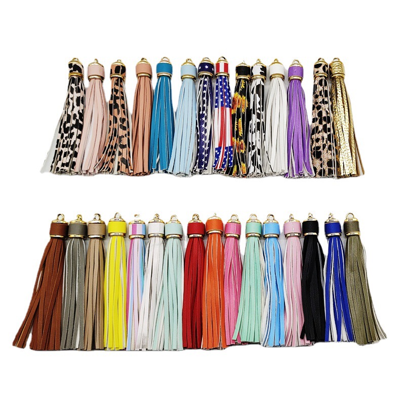 10cm Leopard Print Leather Tassel Tassel Bag Pendant Silicone Bead Bracelet Keychain Bracelet Accessories Pendant