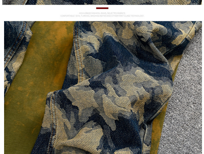 Men's Retro Washed Straight Leg Jeans Loose Fit Patchwork Denim_voghion.com