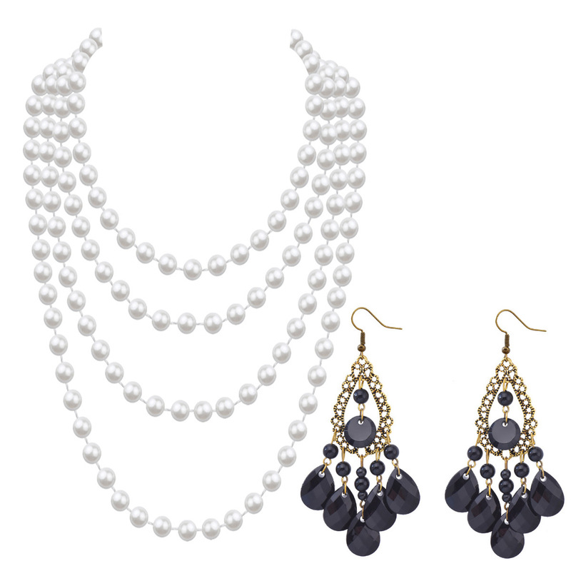 1920 s Vintage Style Accessories Necklace Earrings Set Imperial Concubine Party Dress Skirt Accessories Jewelry Necklace