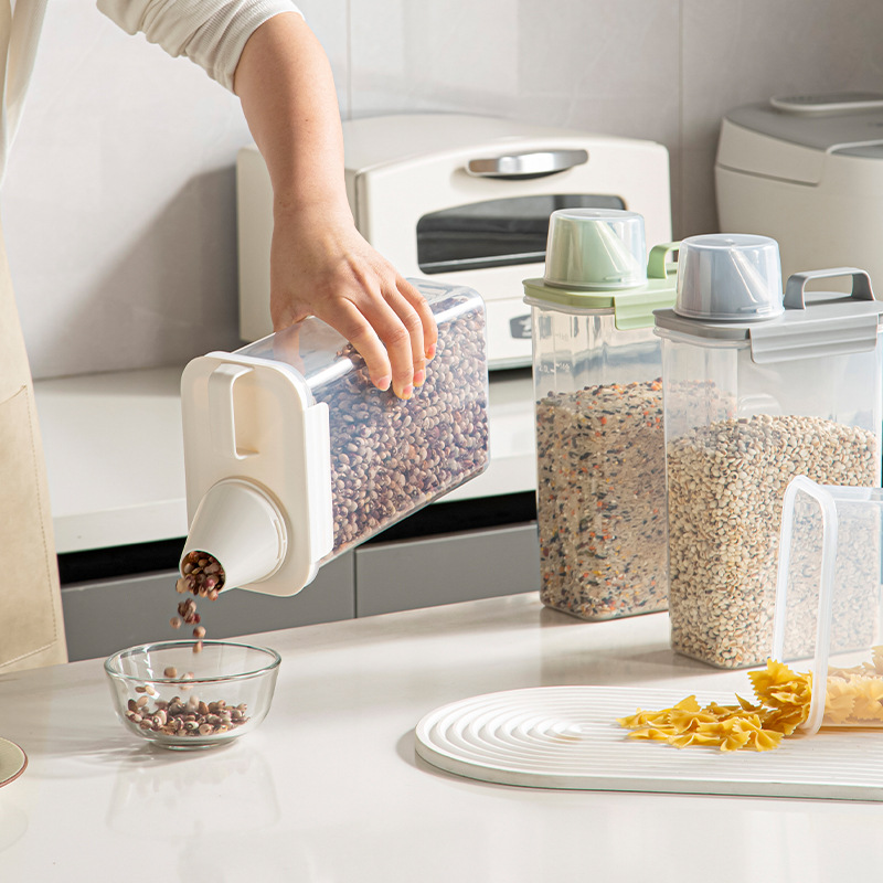 Household plastic transparent large sealed jar rice grains storage box kitchen food storage jar