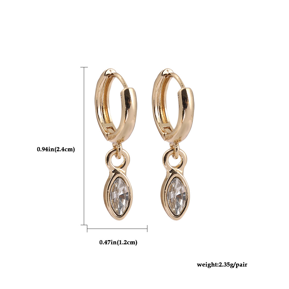 European And American Entry Lux Ins Style Geometric Water Drop Diamond Celi French Style Ear Clip Earrings For Women Fashion Best-seller display picture 3