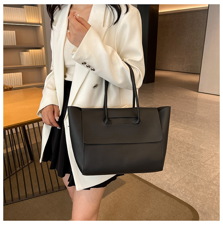 2024 Donna Nuovo Lare Capacità Alta Qualità Texture Semplice Tempo Libero Colore Solido PU Versatile Trendy Portatile Ascellare_voghion.com