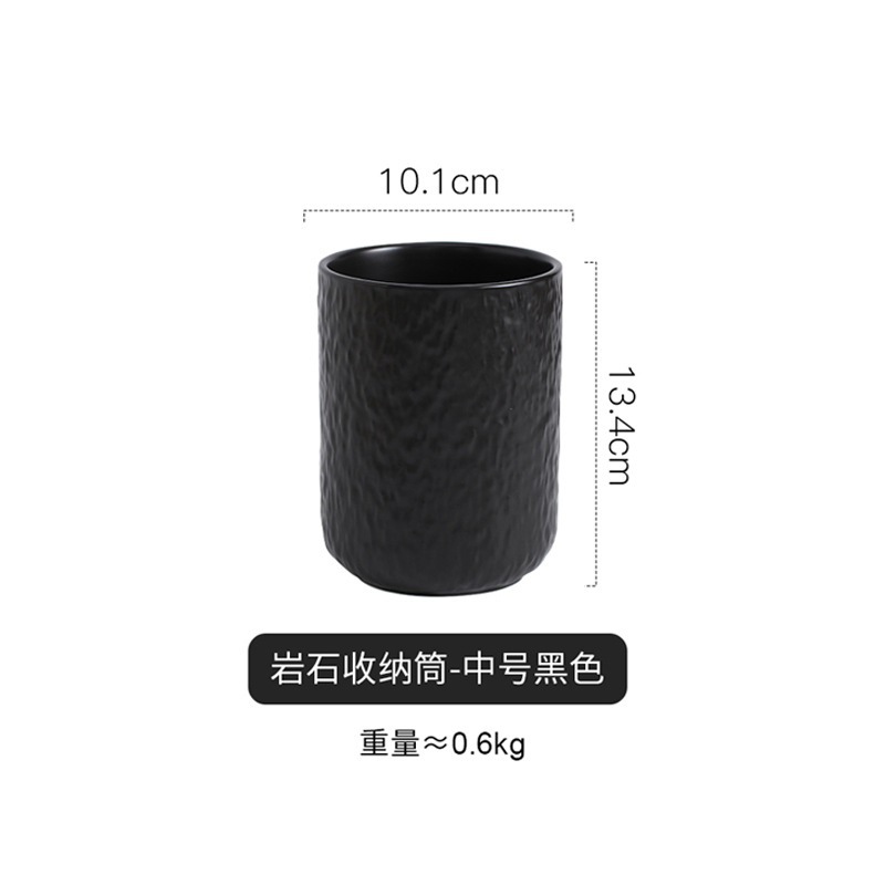 Jarrón de cerámica con diseño de roca para guardar vajilla