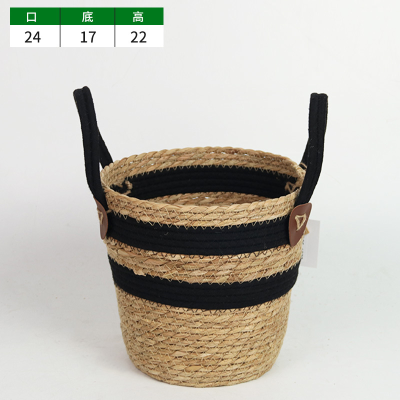 Maceta de Hierba Tejida a Mano Decorativa para Interior y Balcón