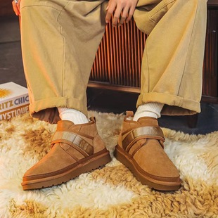 Snow boots men's 2024 winter new fashion all-match fleece-lined warm couple's bread shoes fur cotton shoes