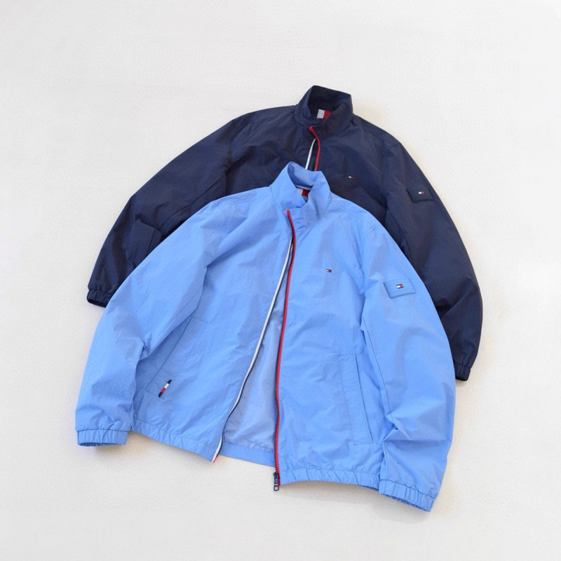 Original Quality Tom@Tommy Contrasting Placket Casual Zipper Crisp Stand Collar Jacket Jacket Same Style for Men and Women