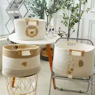 卡通棉线编织收纳篮玩具零食收纳篮客厅桌面杂物收纳筐工厂直供