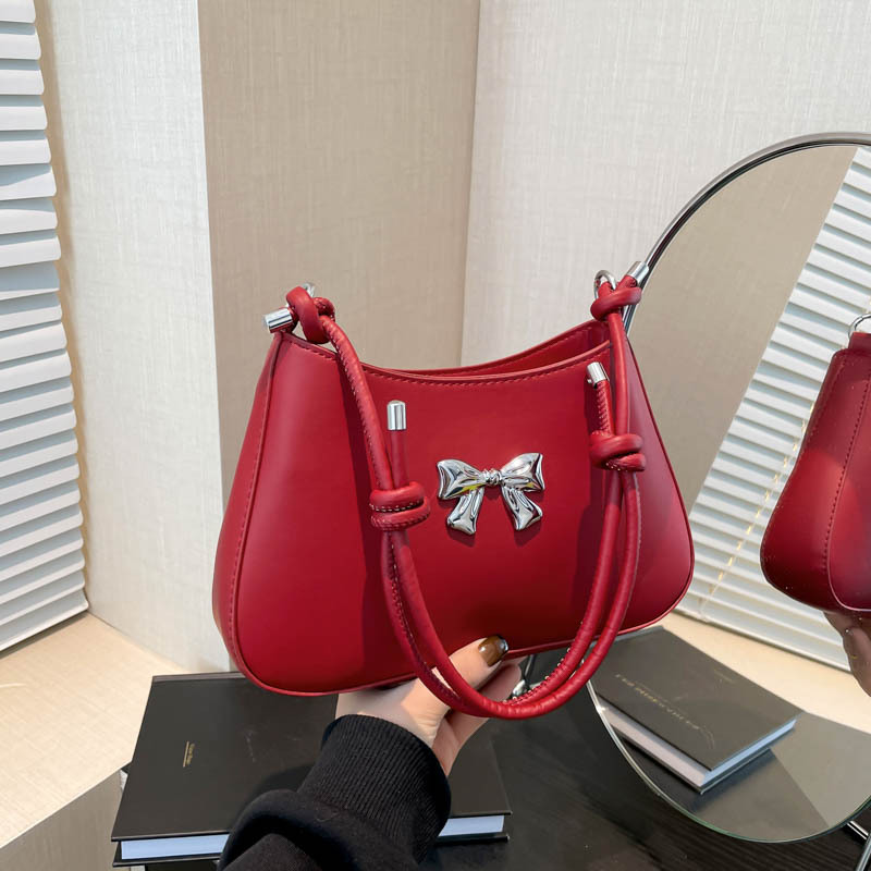 Bolso de axila con lazo lindo y dulce de la moda de este año 2024 invierno nuevo bolso de hombro para mujer