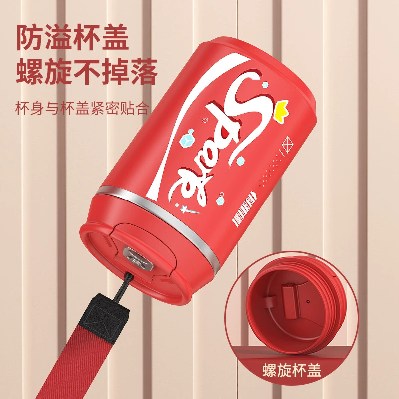 Кофейная кружка из нержавеющей стали 304 с веревкой для подвеса, креативная модная кружка «Кока‑кола», бытовая автомобильная кружка для питья, подарок