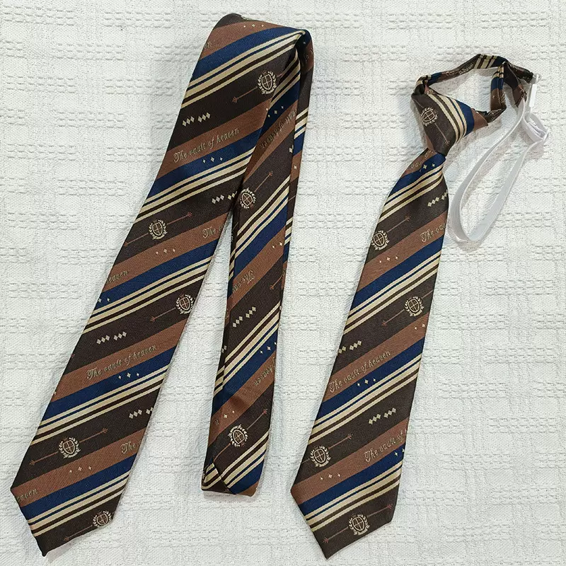 品质爆款咖啡条纹标领带英伦风搭配制服衬衣西服女摄影道具日系JK