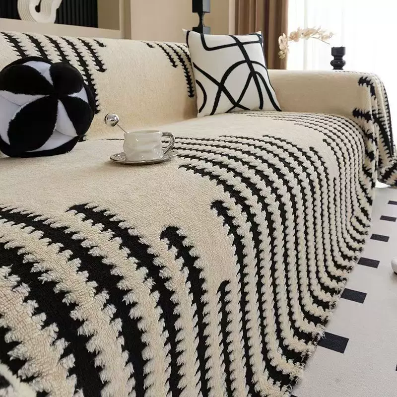 冬季毛绒沙发巾现代轻奢高级感沙发毯子防滑盖布一整张全盖防猫抓