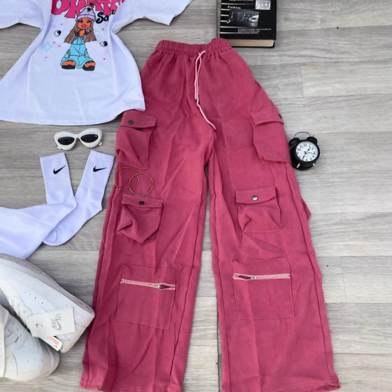 Women's Denim Trousers Cargo Pants Multi-Pocket Wide Leg Cheins Pants Cargo Pants wholesale