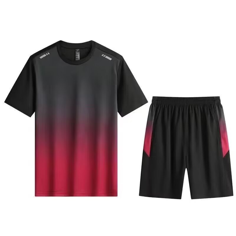 Cross-border Quick-drying Clothes Sports suit Men's Short-sleeved T-shirt Summer Running Sports Training Fitness Ice Silk Sports Clothing