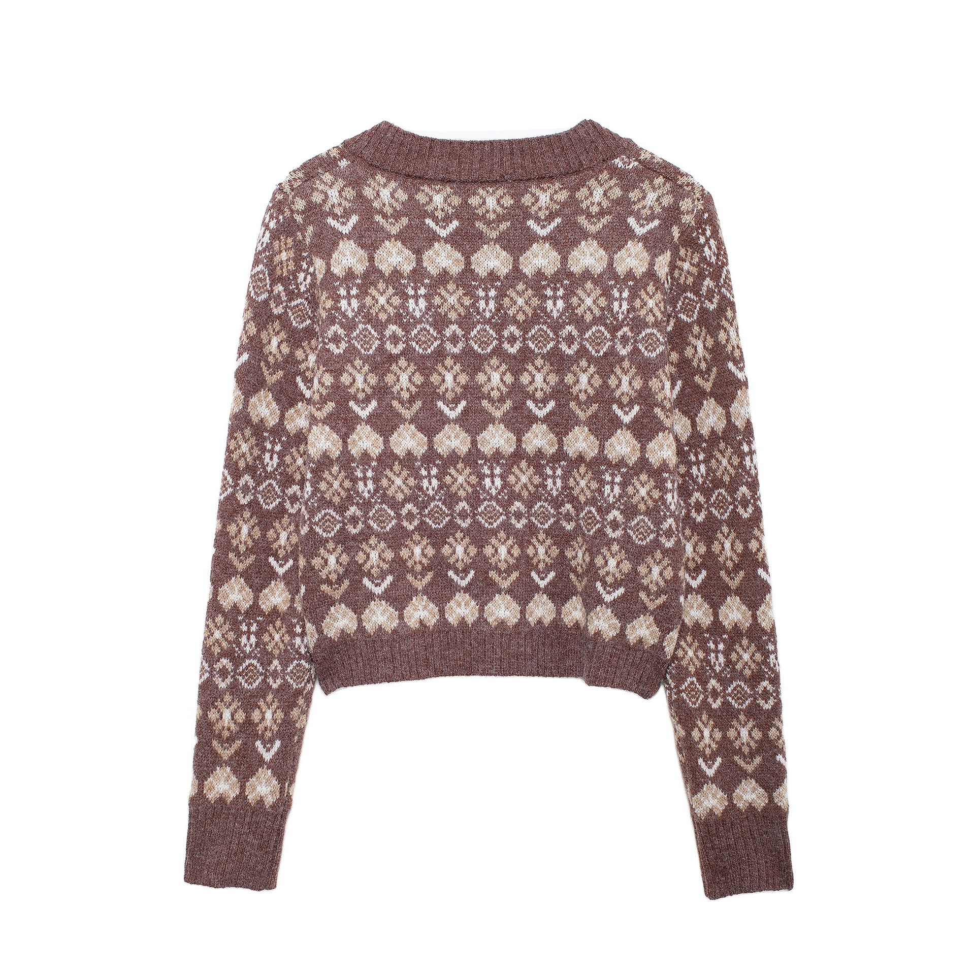 Abbigliamento donna 2024 autunno e inverno nuovo stile giacca in maglia jacquard larga_voghion.com