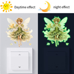 Export Dream Fairy Flower Fairy Night Light Switch Sticker Children's Room Kindergarten Home Decoration Wall Sticker Self-Adhesive Wholesale 