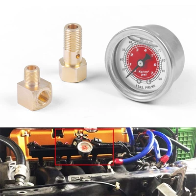 Car modified fuel pressure gauge shockproof oil pressure gauge suitable for Honda Civic 0-100PSI (automobile instrument) - red